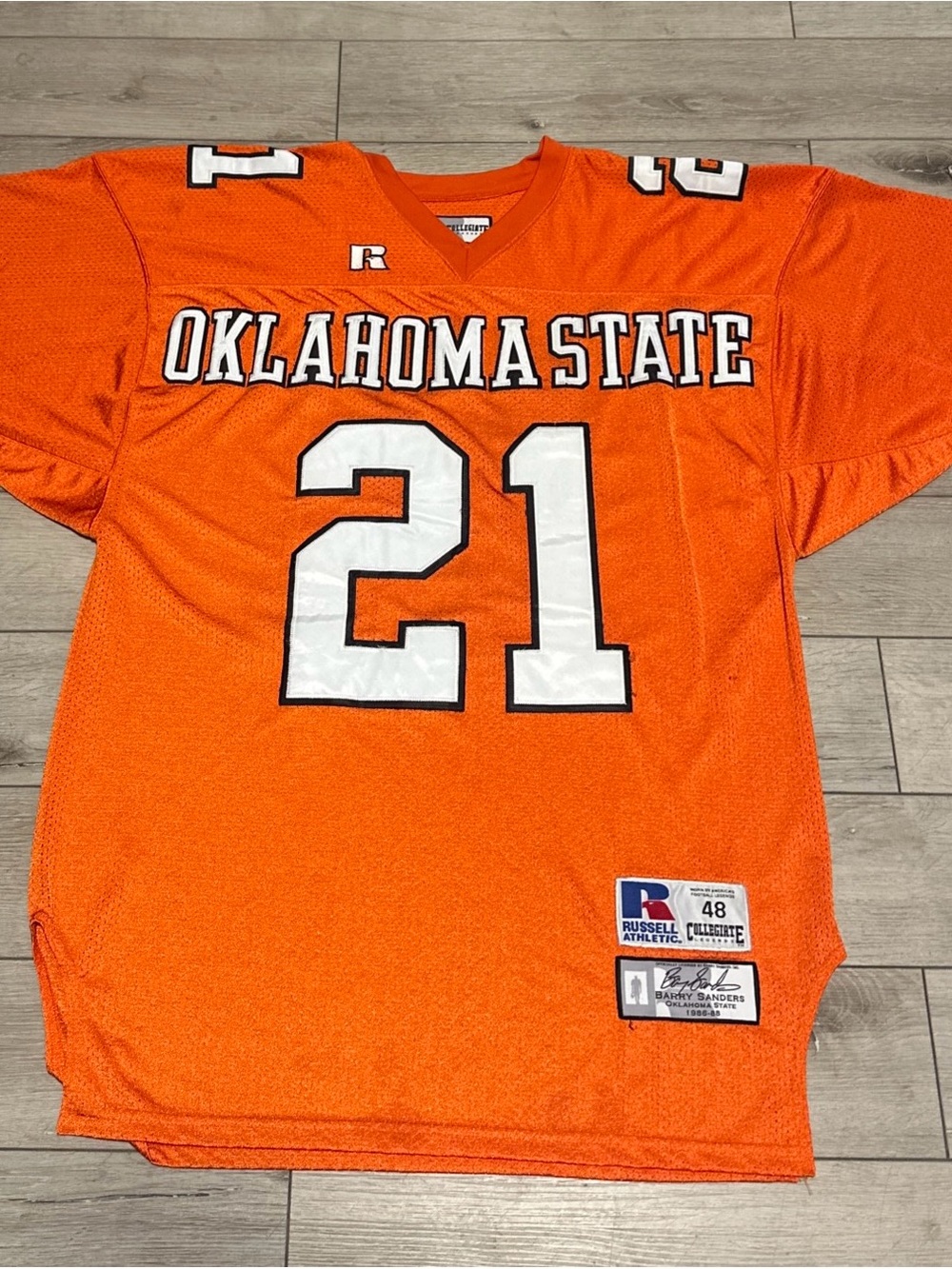 Vintage Russell athletic collegiate legends Oklahoma State Barry Sanders jersey
